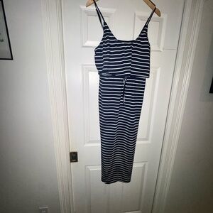 Striped  Navy and White Sleeveless Dress